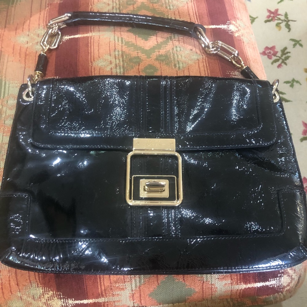 Anya Hindmarch black patent leather bag